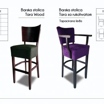 BARSKE STOLICE - TARA WOOD / TARA rukohvat i tapacirana leđa